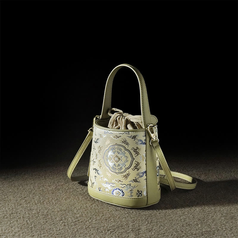 Buddha Stones Retro Crane Deer Song Brocade Crossbody Bag Hangbags - image 2