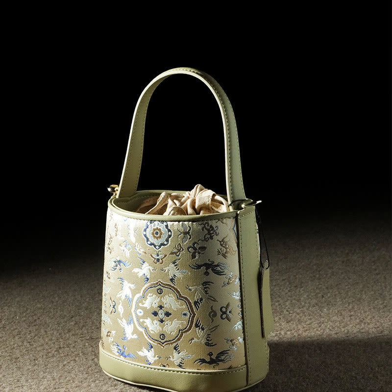 Buddha Stones Retro Crane Deer Song Brocade Crossbody Bag Hangbags - image 4