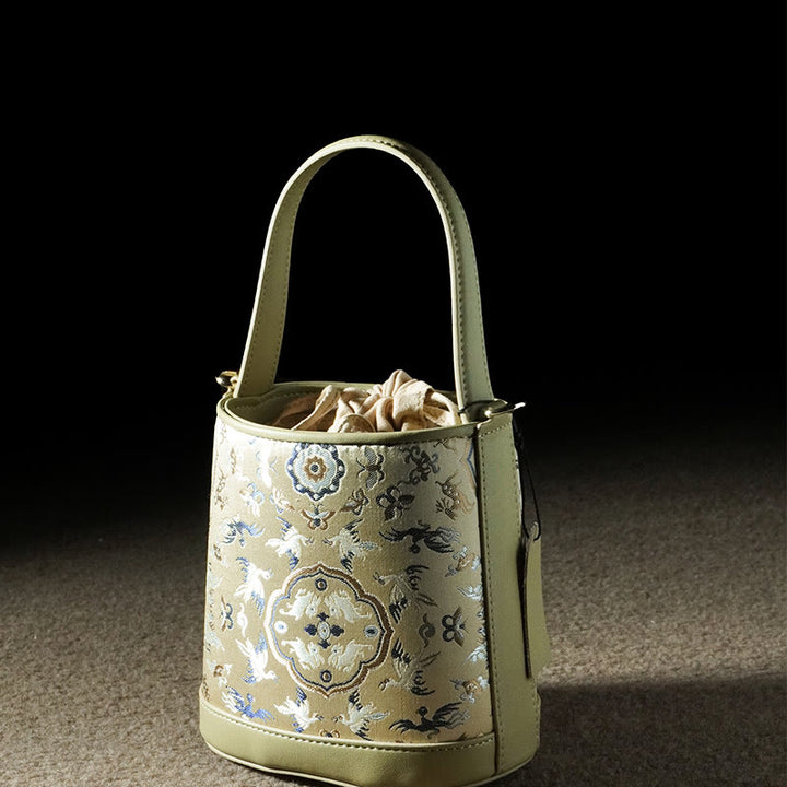 Buddha Stones Retro Crane Deer Song Brocade Crossbody Bag Hangbags - image 4