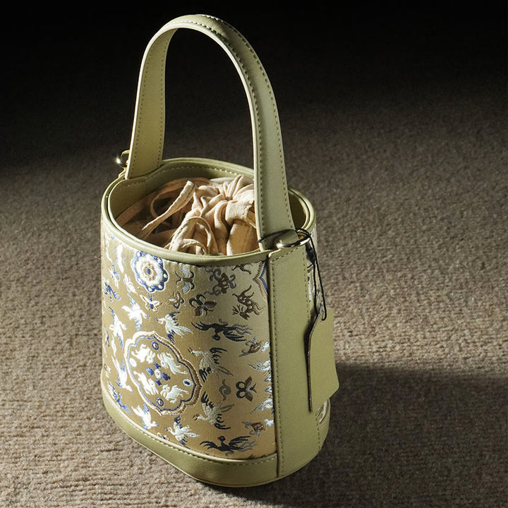 Buddha Stones Retro Crane Deer Song Brocade Crossbody Bag Hangbags - image 5