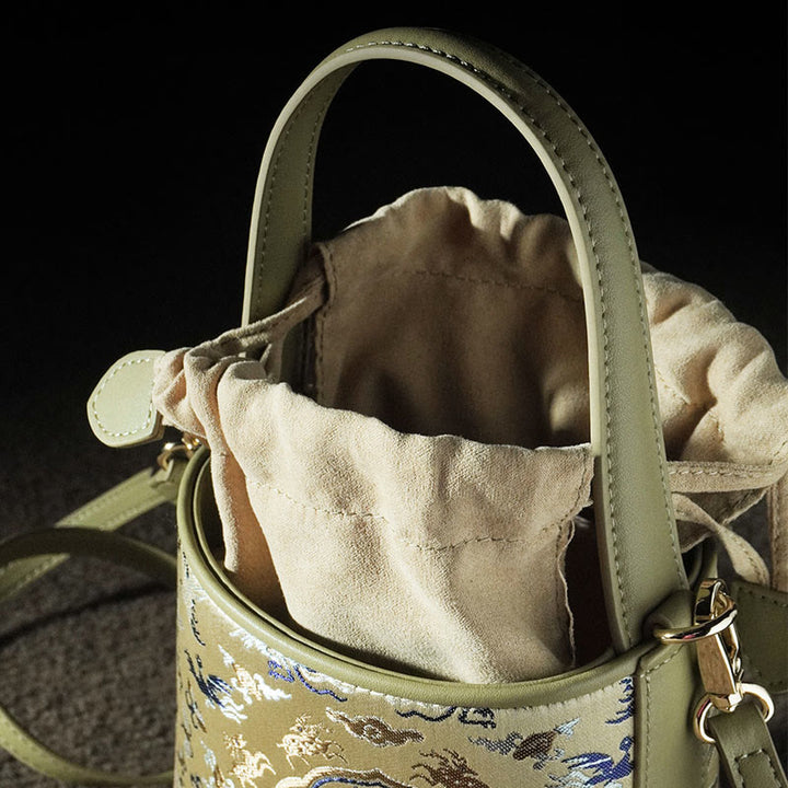 Buddha Stones Retro Crane Deer Song Brocade Crossbody Bag Hangbags - image 18