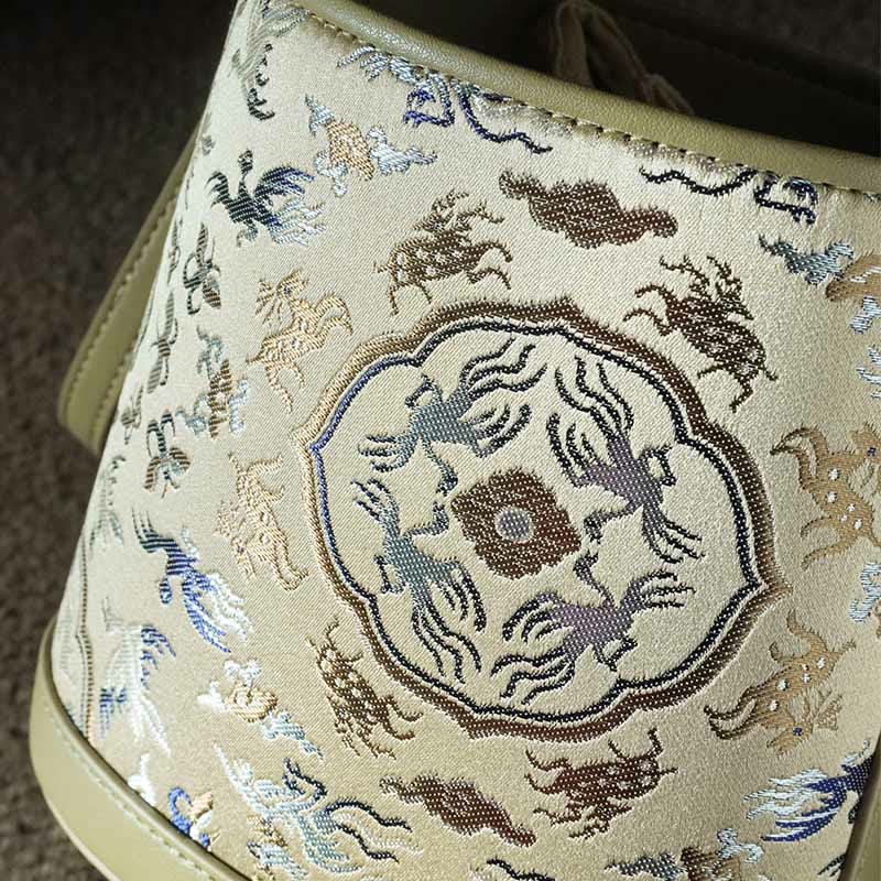 Buddha Stones Retro Crane Deer Song Brocade Crossbody Bag Hangbags - image 11