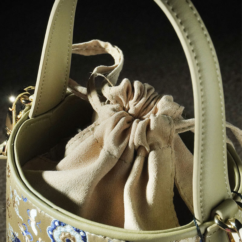 Buddha Stones Retro Crane Deer Song Brocade Crossbody Bag Hangbags - image 15