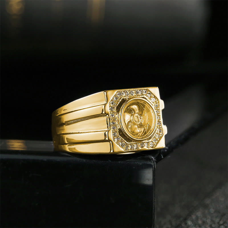 Buddha Stones Gold Plated Copper Brass Windmill Healing Ring - image 3