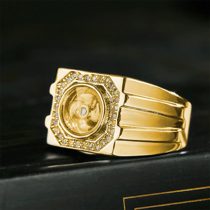 Buddha Stones Gold Plated Copper Brass Windmill Healing Ring - image 0