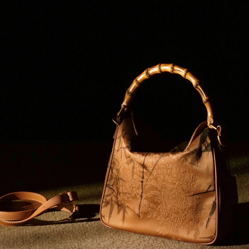 Buddha Stones Lush Bamboo Handle Xiangyunsha Silk Crossbody Bag Hangbags - image 17