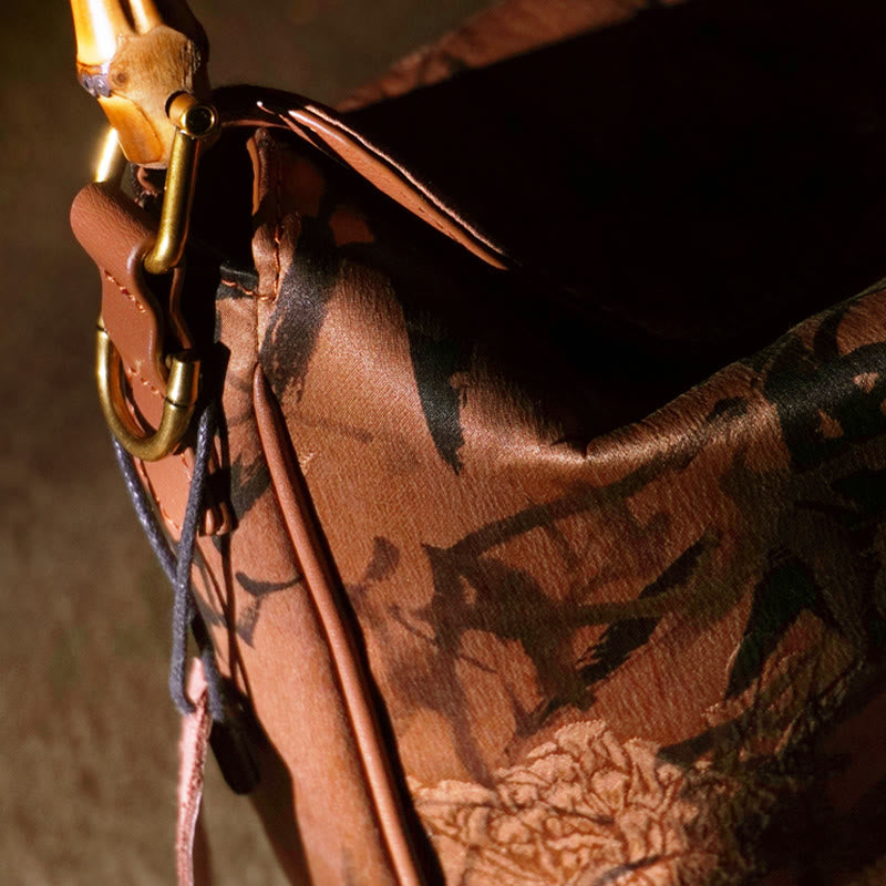 Buddha Stones Lush Bamboo Handle Xiangyunsha Silk Crossbody Bag Hangbags - image 21