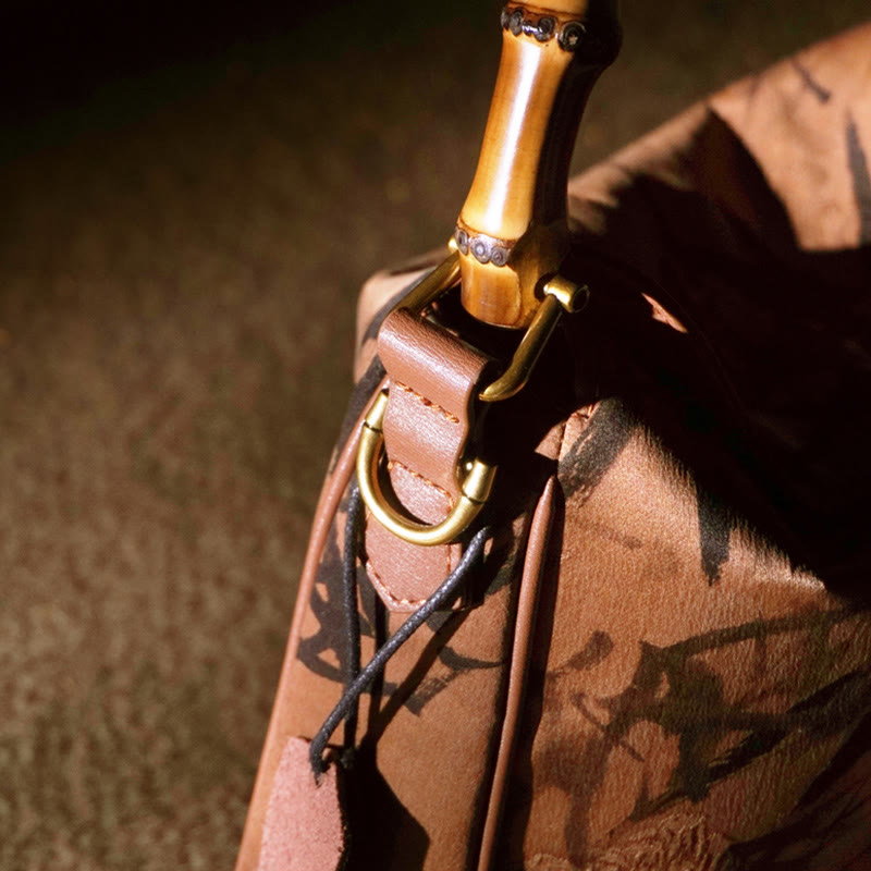 Buddha Stones Lush Bamboo Handle Xiangyunsha Silk Crossbody Bag Hangbags - image 22