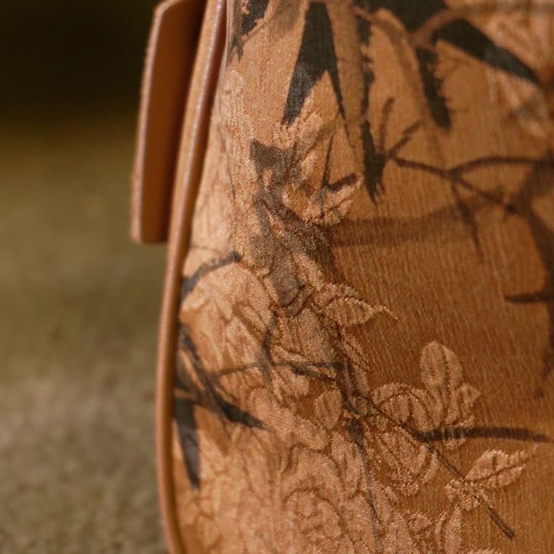 Buddha Stones Lush Bamboo Handle Xiangyunsha Silk Crossbody Bag Hangbags - image 23