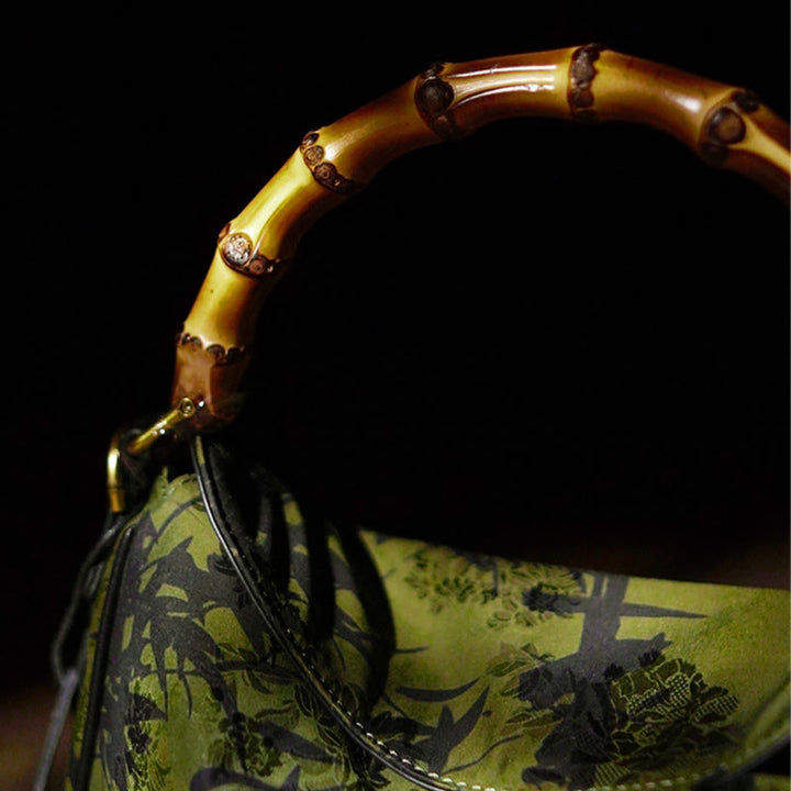 Buddha Stones Lush Bamboo Handle Xiangyunsha Silk Crossbody Bag Hangbags - image 7
