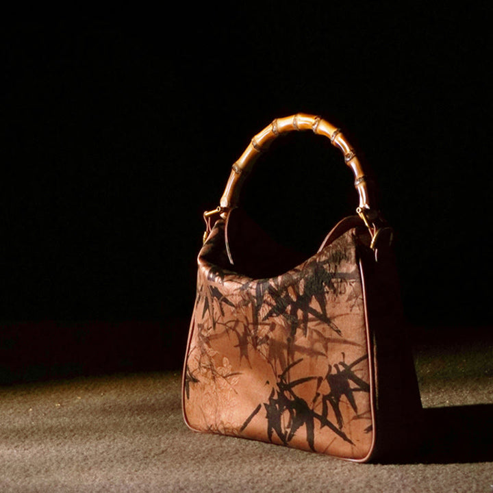 Buddha Stones Lush Bamboo Handle Xiangyunsha Silk Crossbody Bag Hangbags - image 11