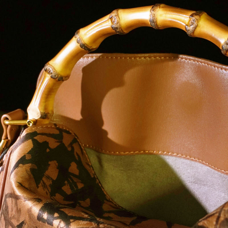 Buddha Stones Lush Bamboo Handle Xiangyunsha Silk Crossbody Bag Hangbags - image 27