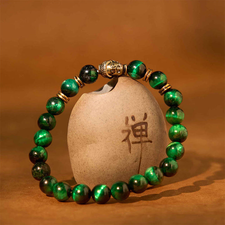 Buddha Stones Blue Green Red Tiger Eye Buddha Head Balance Bracelet - image 17