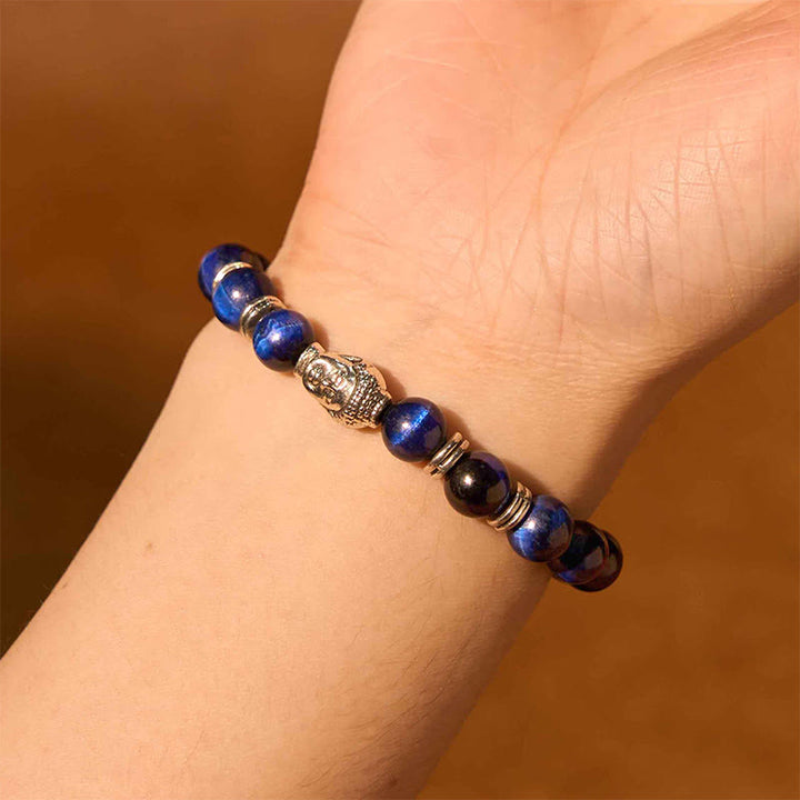 Buddha Stones Blue Green Red Tiger Eye Buddha Head Balance Bracelet - image 44