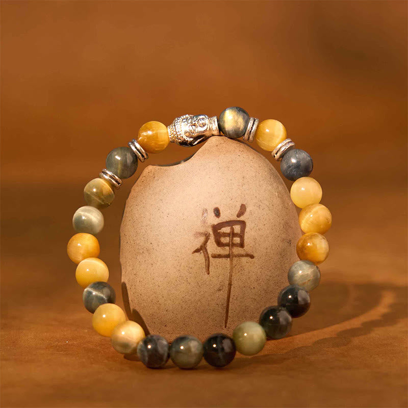 Buddha Stones Blue Green Red Tiger Eye Buddha Head Balance Bracelet - image 22