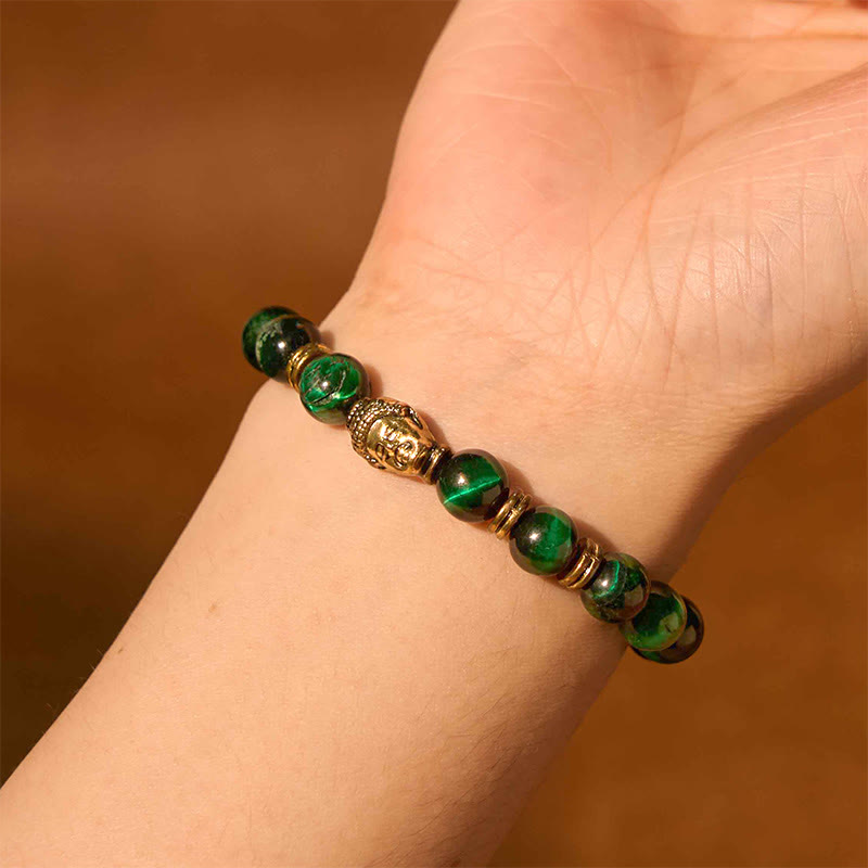 Buddha Stones Blue Green Red Tiger Eye Buddha Head Balance Bracelet - image 18