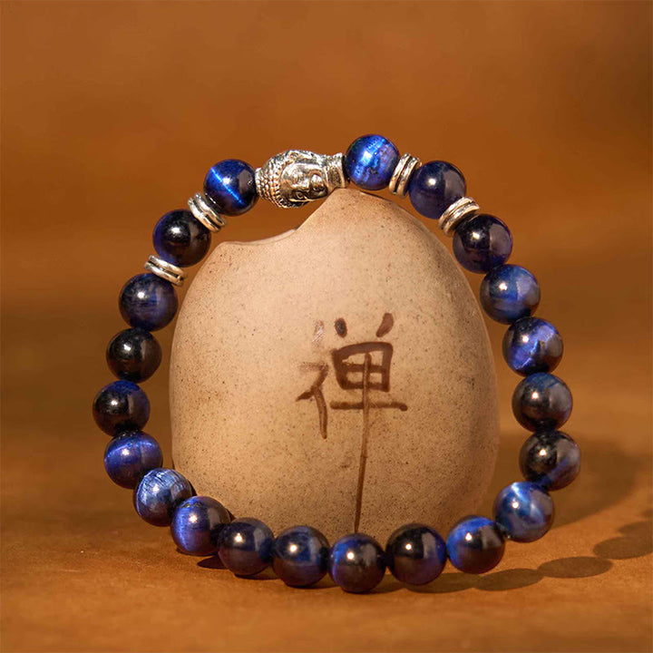 Buddha Stones Blue Green Red Tiger Eye Buddha Head Balance Bracelet - image 43