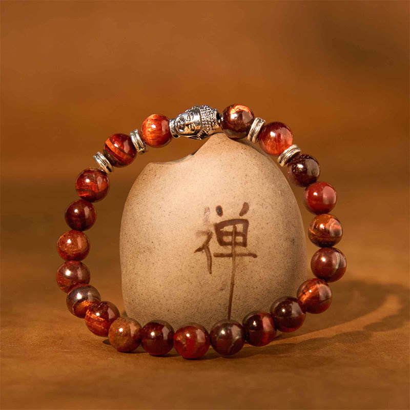 Buddha Stones Blue Green Red Tiger Eye Buddha Head Balance Bracelet - image 37