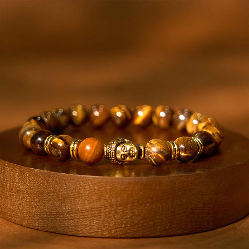 Buddha Stones Blue Green Red Tiger Eye Buddha Head Balance Bracelet - Tiger Eye(Wrist Circumference: 15-17cm) - image 47