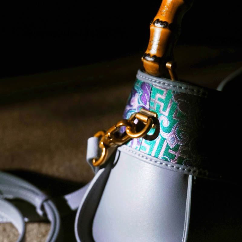 Buddha Stones Retro Peony Branches Bamboo Handle Song Brocade Xiangyunsha Silk Crossbody Bag Hangbags - image 11