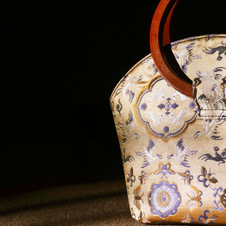 Buddha Stones Crane Deer Seawater Wave Wood Handle Metal Chain Change Purse Crossbody Bag Hangbags - image 8