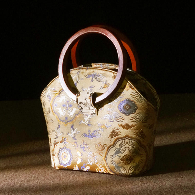 Buddha Stones Crane Deer Seawater Wave Wood Handle Metal Chain Change Purse Crossbody Bag Hangbags - image 4