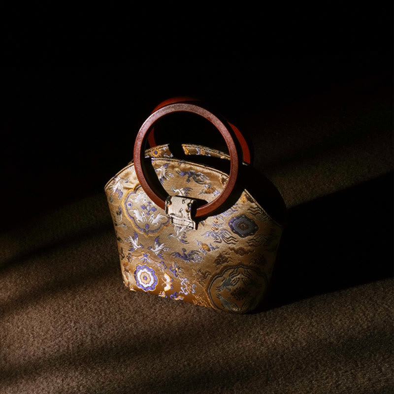 Buddha Stones Crane Deer Seawater Wave Wood Handle Metal Chain Change Purse Crossbody Bag Hangbags - image 1