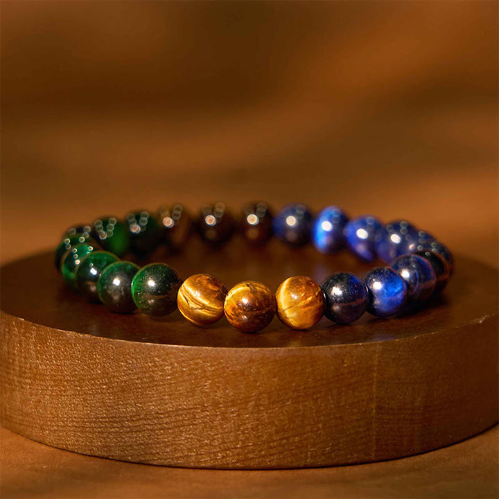 Buddha Stones Blue Tiger Eye Green Tiger Eye Tiger Eye Balance Bracelet - image 4