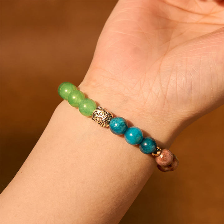 Buddha Stones Natural Black Onyx White Stone Green Aventurine Tiger Eye Agate Mixed Color Buddha Head Protection Bracelet - image 2