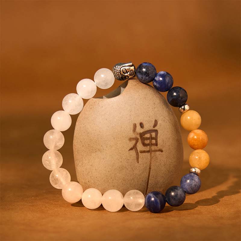 Buddha Stones Natural Black Onyx White Stone Green Aventurine Tiger Eye Agate Mixed Color Buddha Head Protection Bracelet - image 22