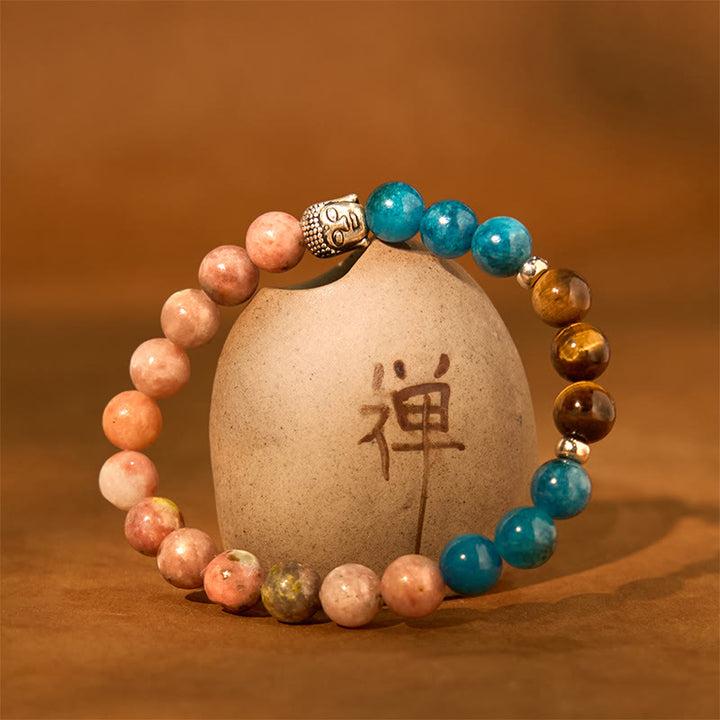 Buddha Stones Natural Black Onyx White Stone Green Aventurine Tiger Eye Agate Mixed Color Buddha Head Protection Bracelet - image 27