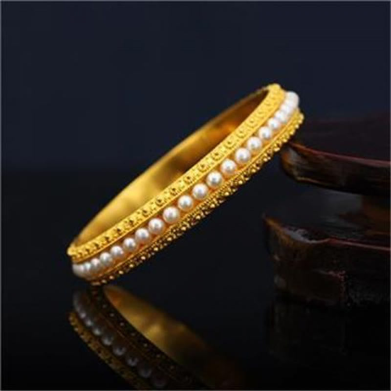 Buddha Stones Copper Pearl Healing Cuff Half Bracelet Bangle - Copper Pearl - 62mm - image 0