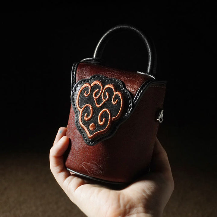 Buddha Stones Auspicious Clouds Butterfly Flowers Xiangyunsha Silk Crossbody Bag Hangbags - SaddleBrown Auspicious Clouds 7.5*7.5*9.5cm - image 0