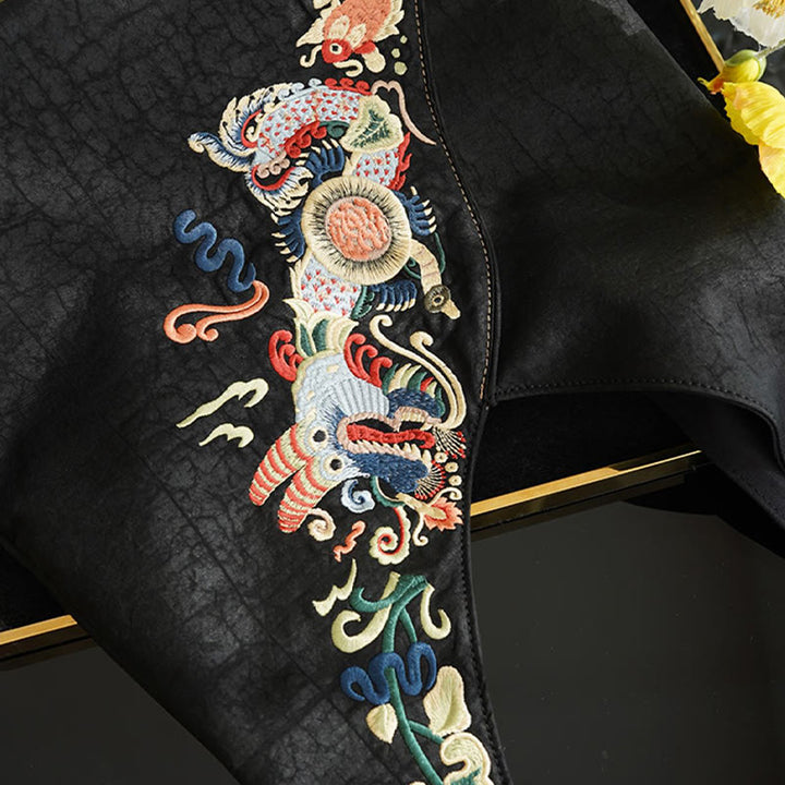 Buddha Stones Fish Flower Phoenix Embroidery Xiangyunsha Silk Shoulder Bag - image 10