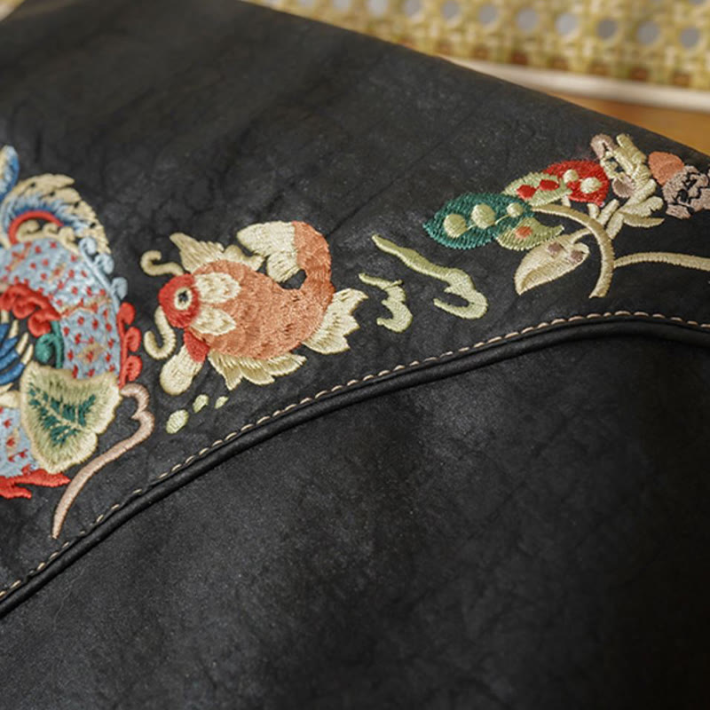 Buddha Stones Fish Flower Phoenix Embroidery Xiangyunsha Silk Shoulder Bag - image 14