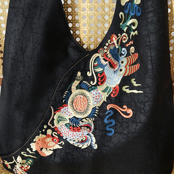 Buddha Stones Fish Flower Phoenix Embroidery Xiangyunsha Silk Shoulder Bag - image 8
