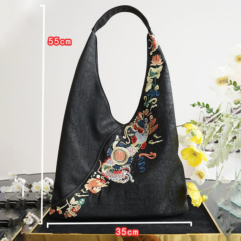 Buddha Stones Fish Flower Phoenix Embroidery Xiangyunsha Silk Shoulder Bag - image 16