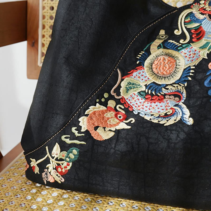 Buddha Stones Fish Flower Phoenix Embroidery Xiangyunsha Silk Shoulder Bag - image 9