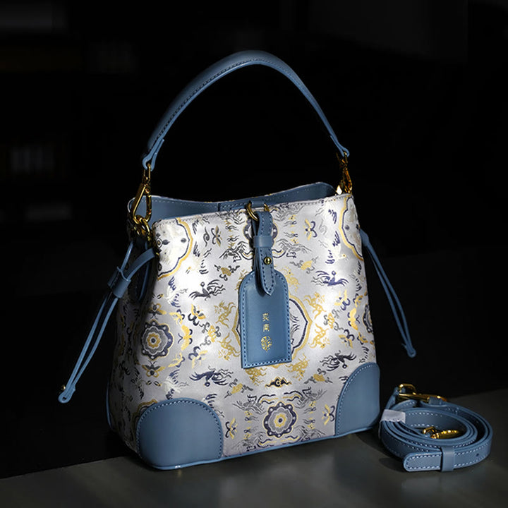 Buddha Stones Handmade Crane Deer Engraving Personalized Song Brocade Crossbody Bag Hangbags - image 1