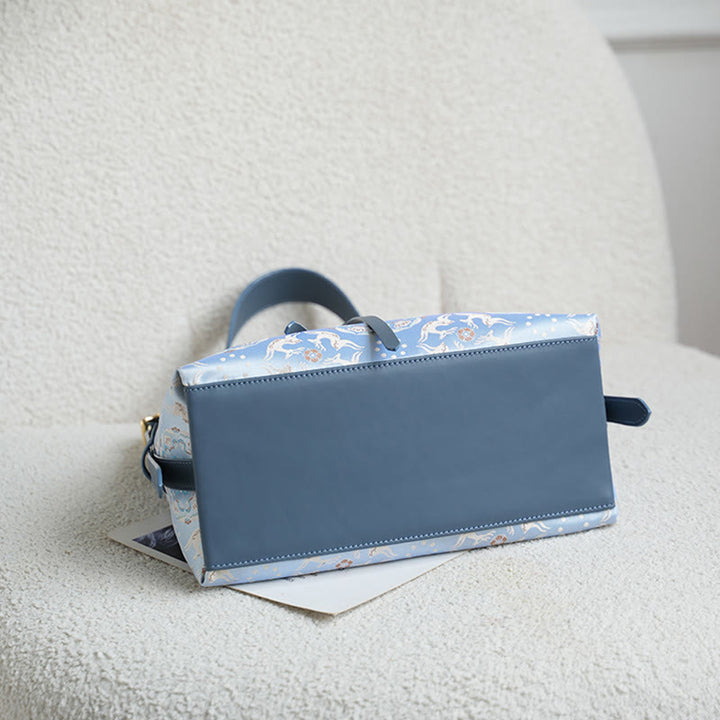 Buddha Stones Handmade Flower Crane Deer Butterfly Song Brocade Crossbody Bag Hangbags - image 4