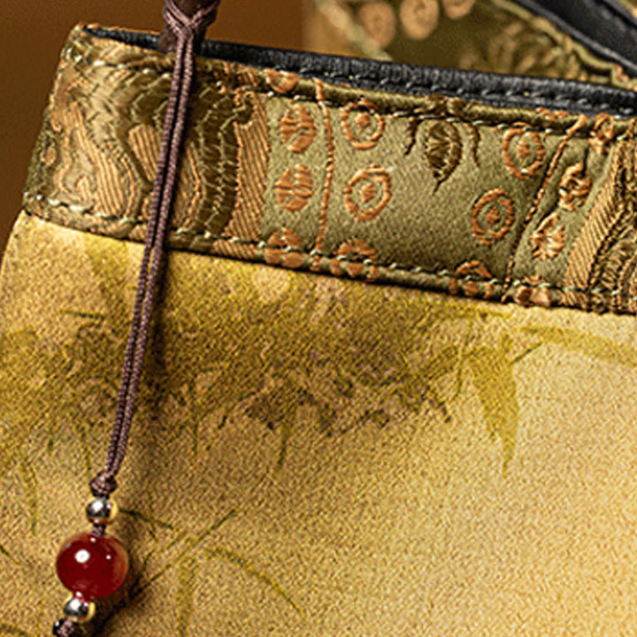Buddha Stones Bamboo Branches Bead Pendant Tassel Xiangyunsha Silk Shoulder Bag Hangbags - image 5