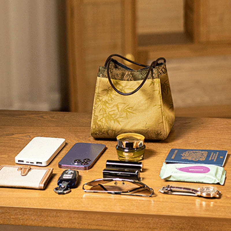 Buddha Stones Bamboo Branches Bead Pendant Tassel Xiangyunsha Silk Shoulder Bag Hangbags - image 4