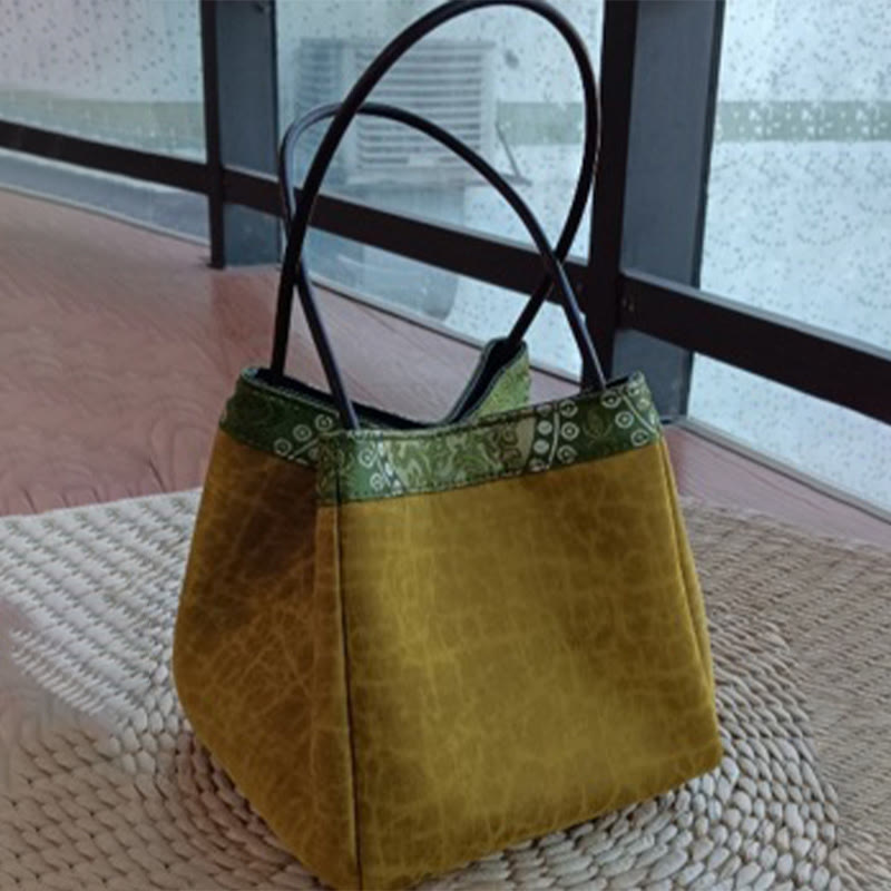 Buddha Stones Bamboo Branches Bead Pendant Tassel Xiangyunsha Silk Shoulder Bag Hangbags - Yellow Cracking 16*16*16cm - image 11