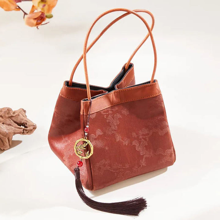 Buddha Stones Bamboo Branches Bead Pendant Tassel Xiangyunsha Silk Shoulder Bag Hangbags - LightCoral Bamboo 16*16*16cm - image 8