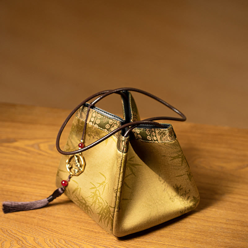 Buddha Stones Bamboo Branches Bead Pendant Tassel Xiangyunsha Silk Shoulder Bag Hangbags - image 2