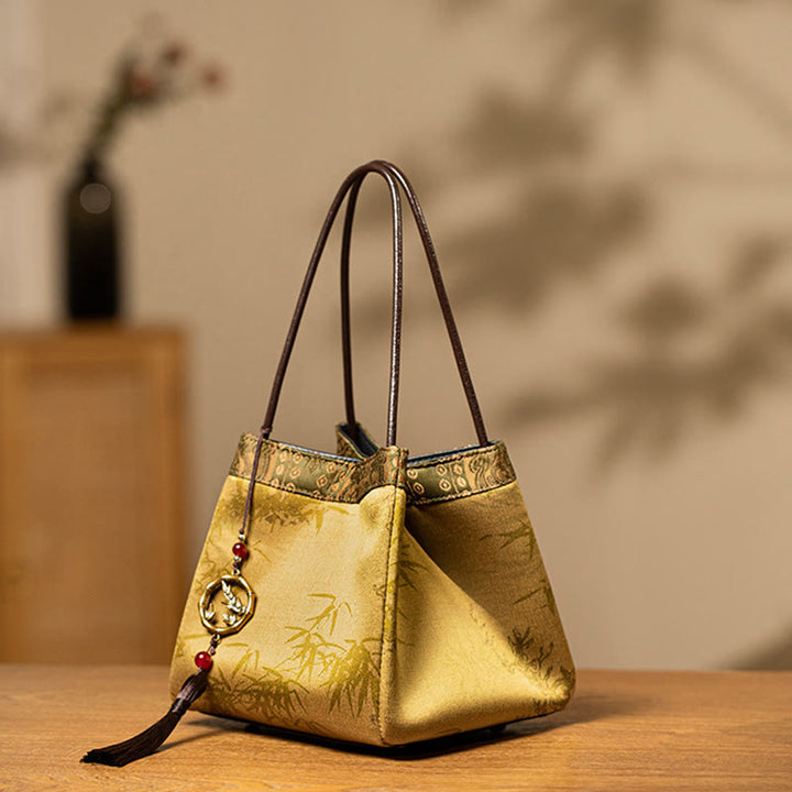 Buddha Stones Bamboo Branches Bead Pendant Tassel Xiangyunsha Silk Shoulder Bag Hangbags - image 3