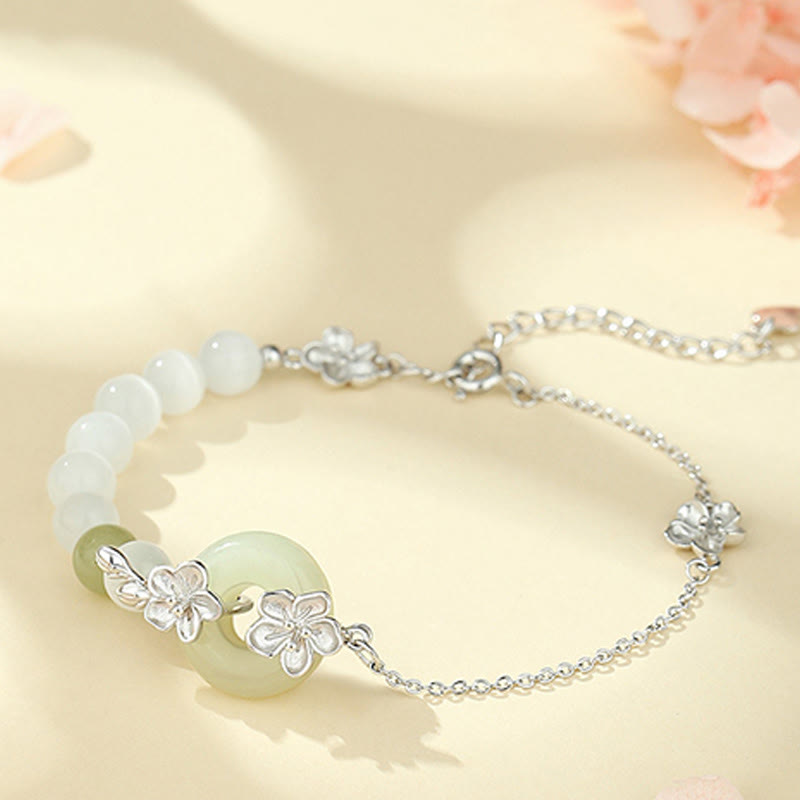 Buddha Stones Chrysoberyl Hetian Jade 999 Sterling Silver Love Bracelet - Chrysoberyl Hetian Jade 999 Sterling Silver(Wrist Circumference: 14-19cm) - image 9
