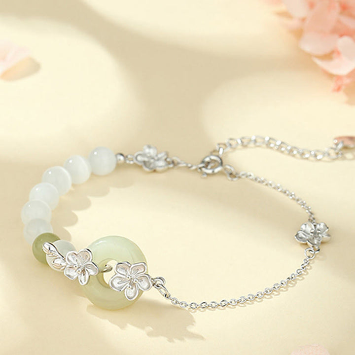 Buddha Stones Chrysoberyl Hetian Jade 999 Sterling Silver Love Bracelet - Chrysoberyl Hetian Jade 999 Sterling Silver(Wrist Circumference: 14-19cm) - image 9