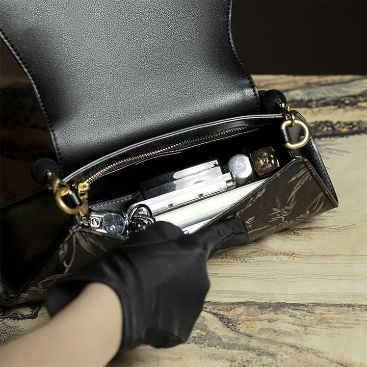 Buddha Stones Plum Bamboo Bead Chain Xiangyunsha Silk Crossbody Bag Shoulder Bag  - image 3