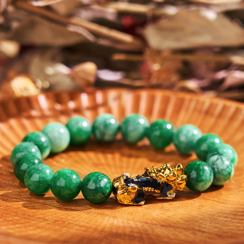 Buddha Stones FengShui PiXiu Jade Protection Bracelet - 14mm*13 - image 0